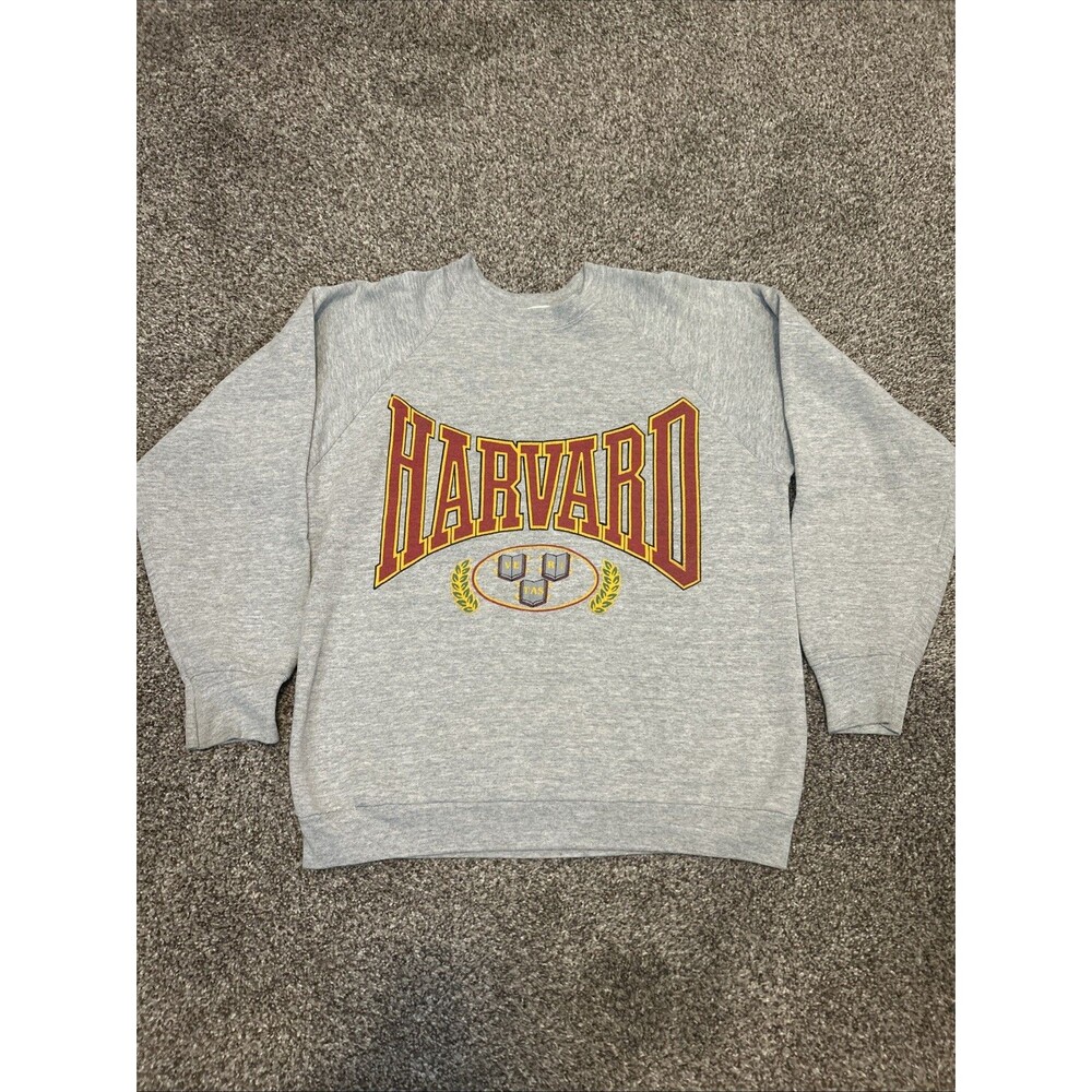 Vintage 90s Harvard University Sweater 1990s Galt Sand Grey Large Vtg College